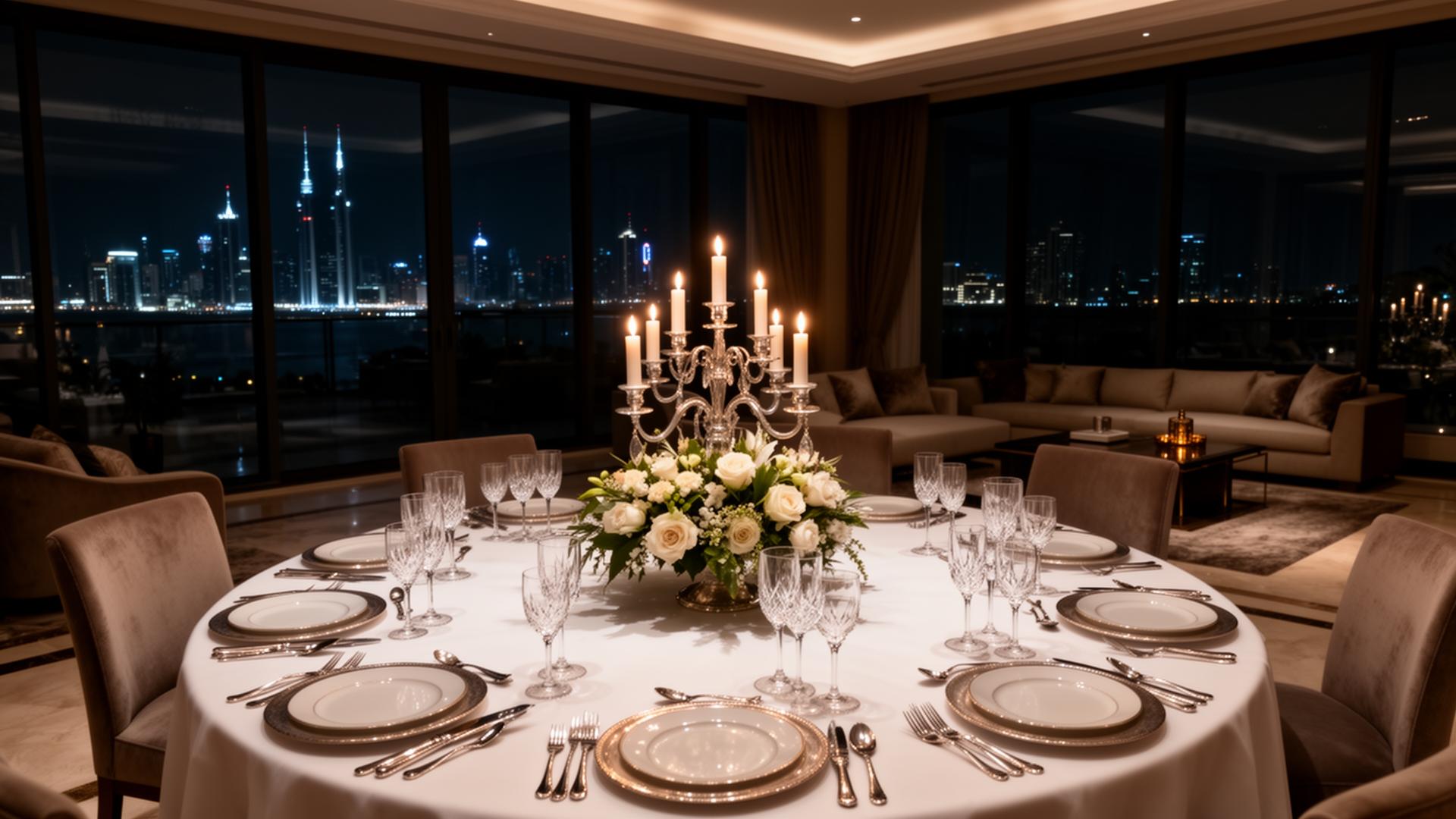 Intimate luxury dining table for two